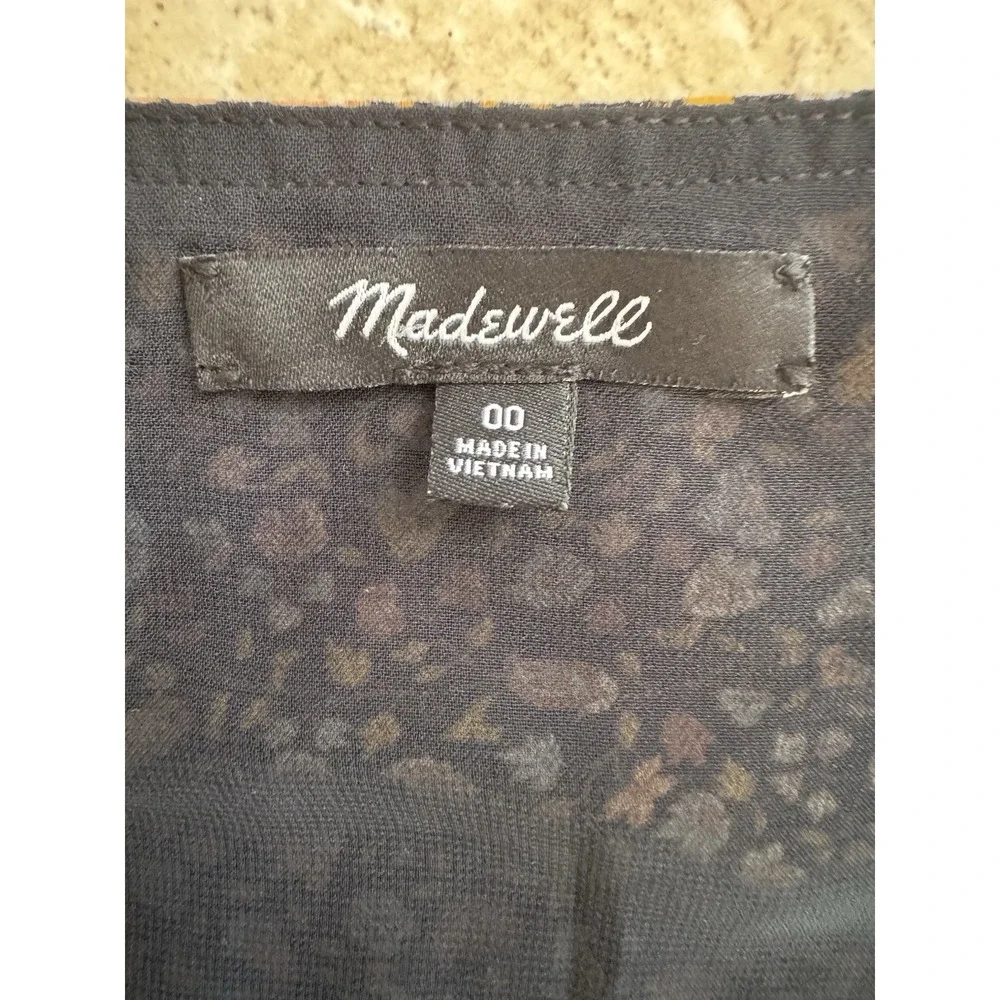 Madewell (Re)sourced Georgette Smocked-Cuff‎ Button-Front Shirt Paisley Sz 00